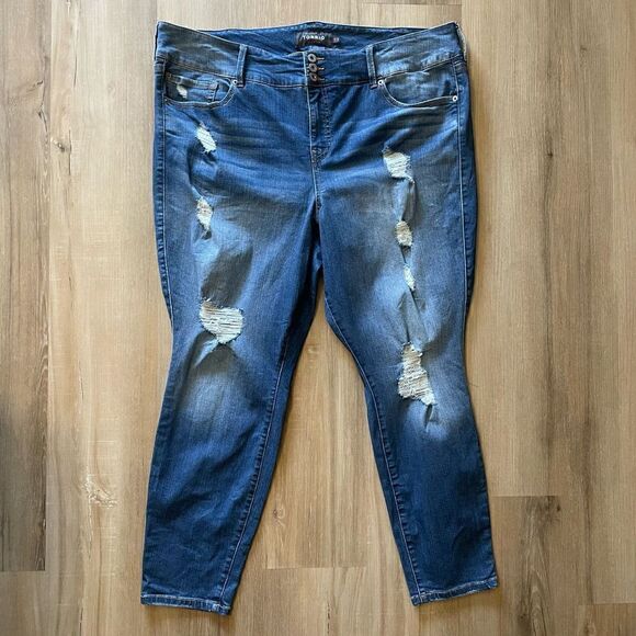 Torrid Premium Distressed Skinny Jeans 24R - Picture 2 of 5